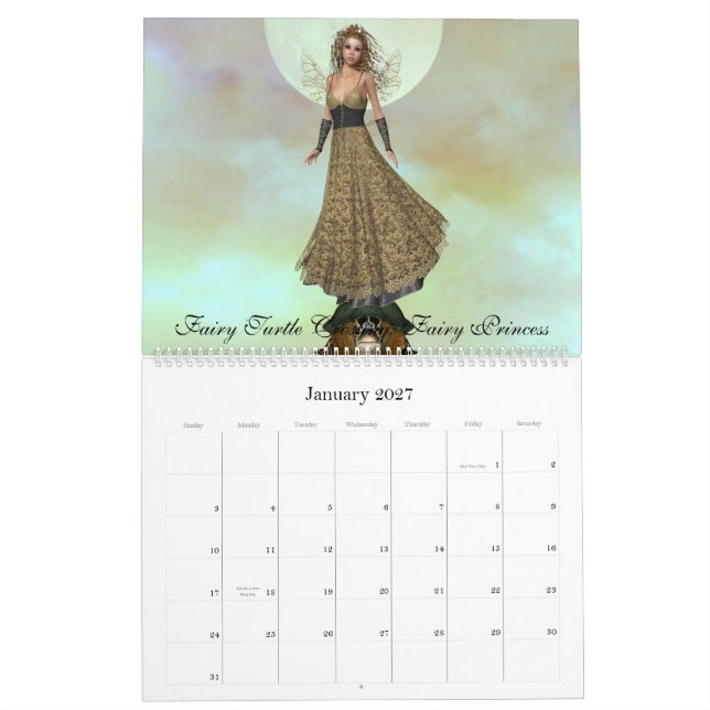 En felik sköldpaddakorsning kalender (Jan 2027)