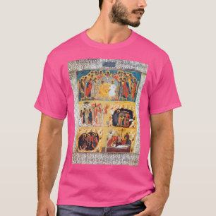 En femdelsidig rysk-ortodoxisk ikon som skildrar E T Shirt
