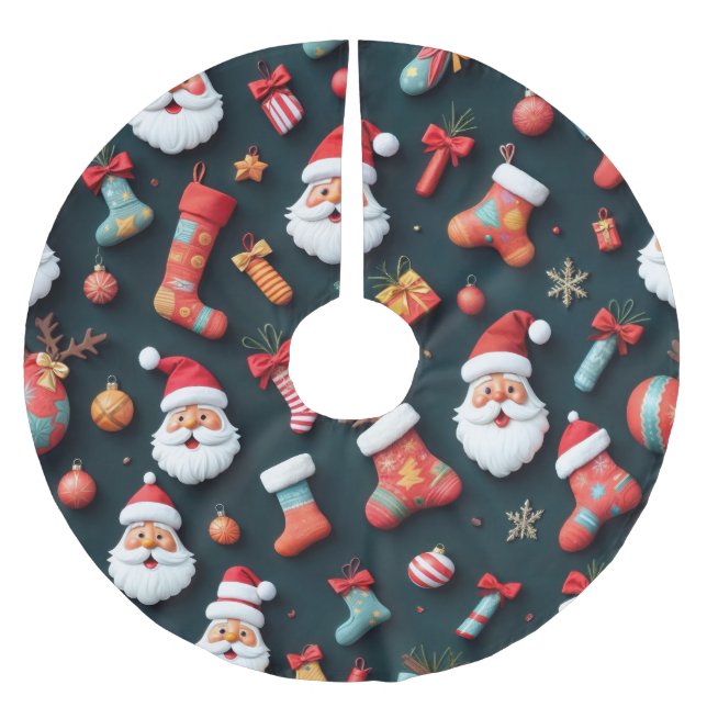 En Festive Tapestry Santa and julCheer Julgransmatta Borstad Polyester (Framsidan)