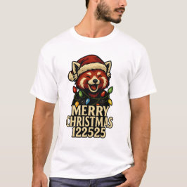 En festlig röd panda God Jul 122525 T Shirt