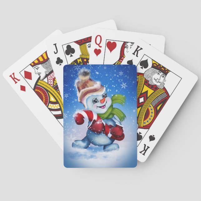 En festlig snöman       casinokort (Baksidan)