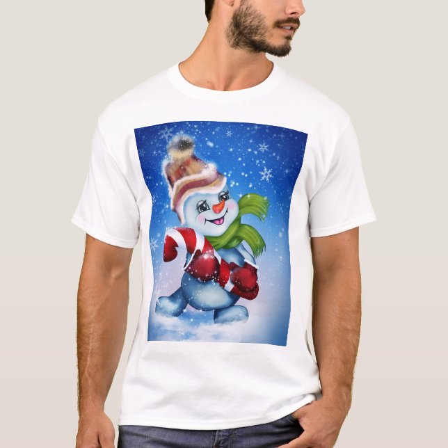 En festlig snöman         t shirt (Framsida)
