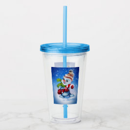 En festlig snöman take away mugg