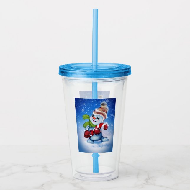 En festlig snöman       take away mugg (Framsida)