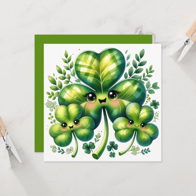 En festlig St. Patrick's Day-design Kort (Fram/Back In Situ)