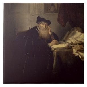 En filosof, 1635 (olja på panel) kakelplatta