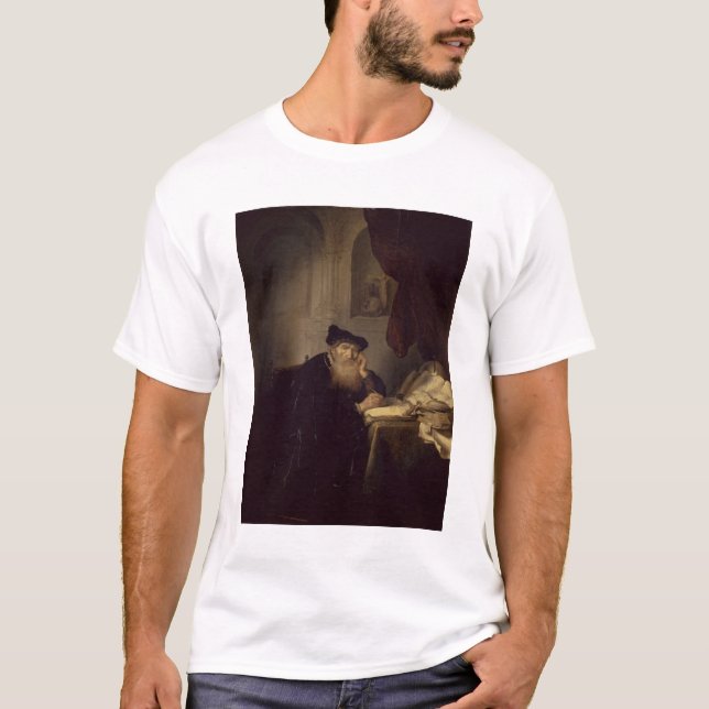 En filosof, 1635 (olja på panel) t-shirt (Framsida)