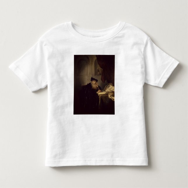 En filosof, 1635 (olja på panel) tee shirt (Framsida)