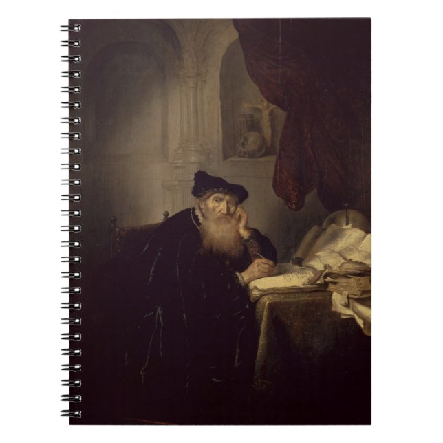 En filosof, 1635 (olja på trä) anteckningsbok (Framsidan)