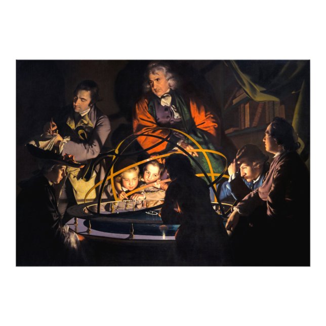 En filosof föreläser om det orreriska solsystemet fototryck (Framsidan)