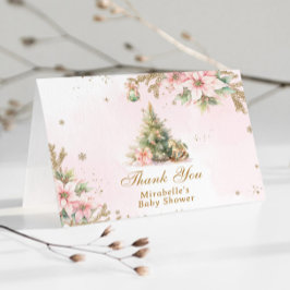 En fin liten babydusch rosa Guld jul Tack Kort
