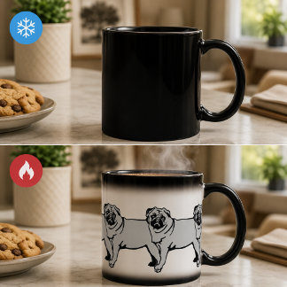 En fin silhuett av pug  magisk mugg