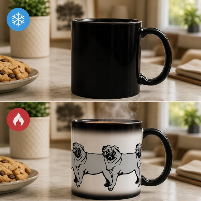 En fin silhuett av pug  magisk mugg (Skapare uppladdad)