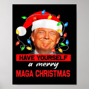 En fin tomtrump har en Merry Mega Chris Poster
