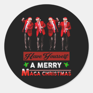 En fin tomtrump har en Merry Mega Chris Runt Klistermärke
