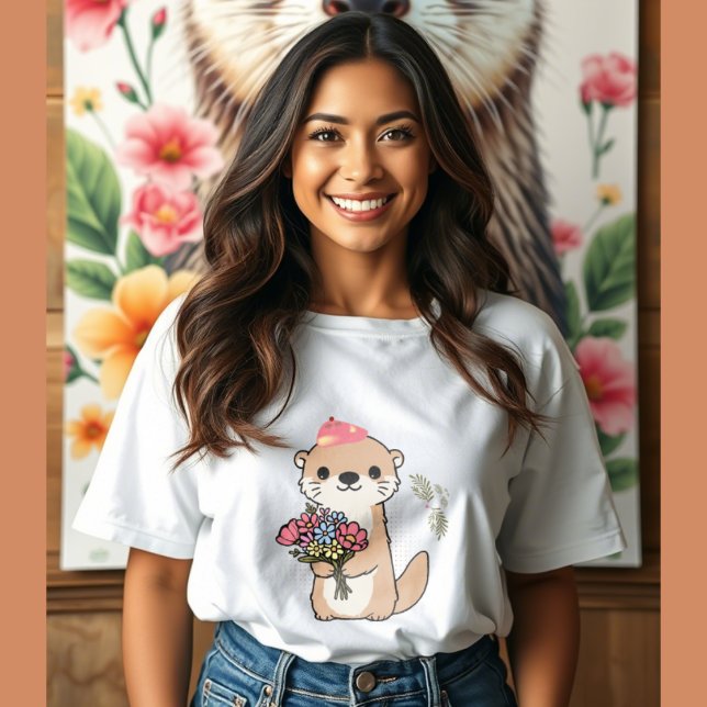 En fin tut med färgade blommor t shirt (Skapare uppladdad)