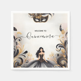 En Finare Prom Mask Roligt MasqueraBoll Quinceaner Pappersservett