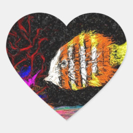 En fisk av många hjärtformat klistermärke