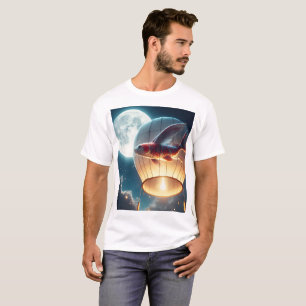 en fisk i en luftballong med måne i t shirt