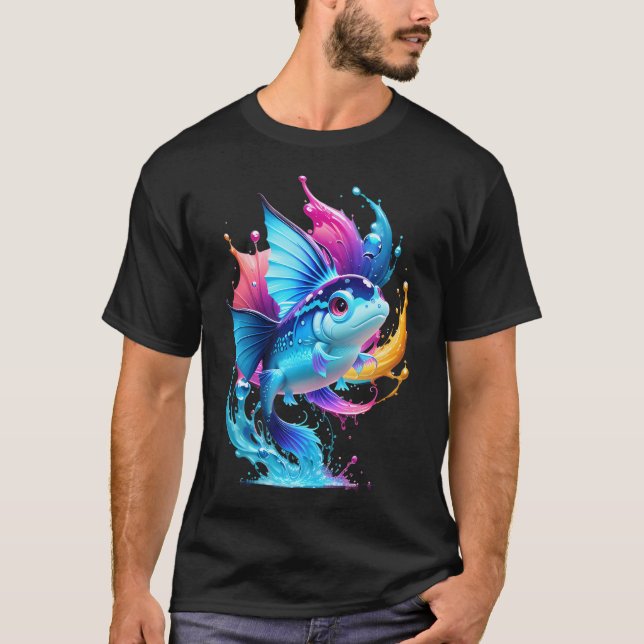 En fisk med många färger flygande t shirt (Framsida)