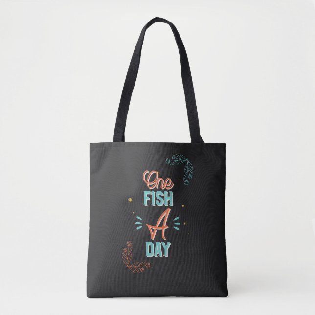 En fisk om dagen bokstäver tygkasse (Framsida)