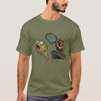 En fisk som försöker fly från fiskaren t shirt
