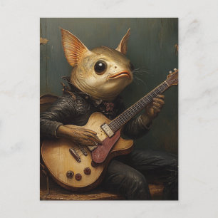 En fisk som spelar gitarr fantasi vykort