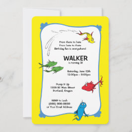 En fisk två fisk - första födelsedag inbjudningar