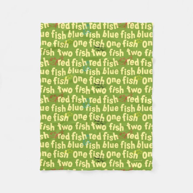 En fisk två fisk typografiskt mönster fleecefilt (Framsidan)