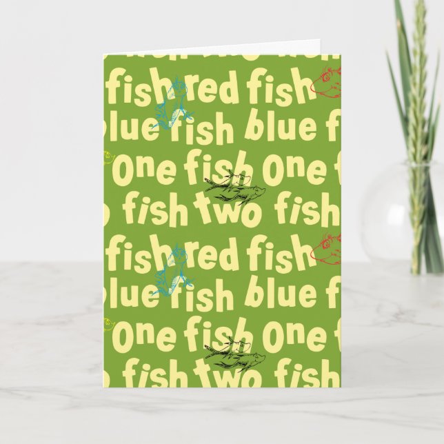 En fisk två fisk typografiskt mönster kort (Framsida)