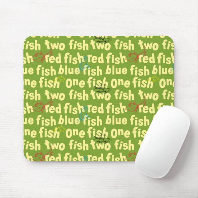 En fisk två fisk typografiskt mönster musmatta (Med mus)
