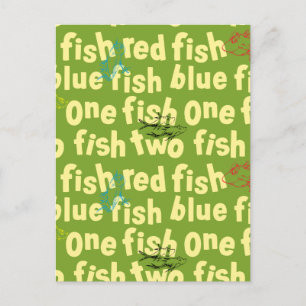 En fisk två fisk typografiskt mönster vykort