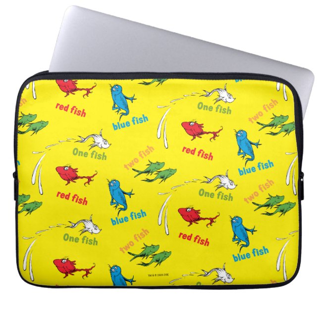 En Fisk Två Fiskar Gul Mönster Laptop Fodral (Framsidan)
