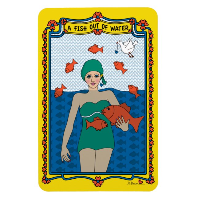 En fisk ur vattnet_B_4x6 kylskåpsmagnet Magnet (Vertikal)