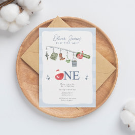 En fiskande 1:a pojkens födelsedag inbjudningar