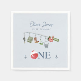 En fiskande 1:a pojkens födelsedag pappersservett