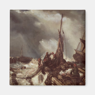 En fiskare som drar i ett netto, 1868 magnet