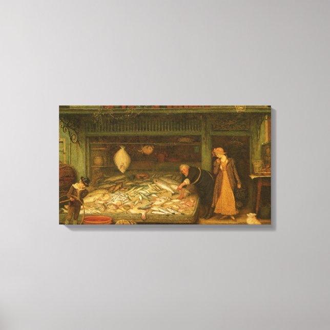 En fiskhandlares butik av Frederick Walker Canvastryck (Framsida)