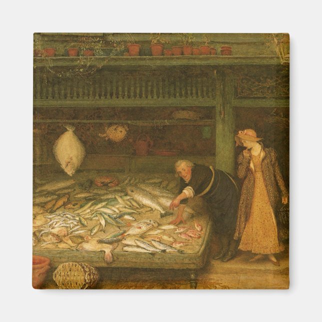 En fiskhandlares butik av Frederick Walker Magnet (Framsidan)