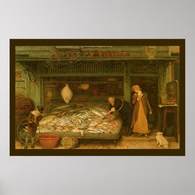 En fiskhandlares butik av Frederick Walker Poster (Framsidan)