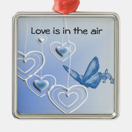 En fjäril och hjärtan julgransprydnad metall