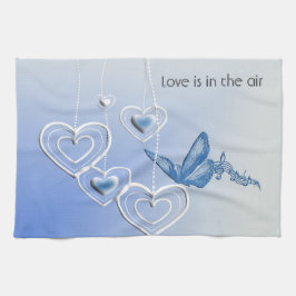 En fjäril och hjärtan kökshandduk
