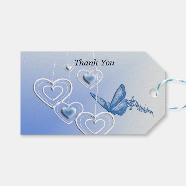 En fjäril och hjärtan presentetikett (Framsidan (Horisontell))