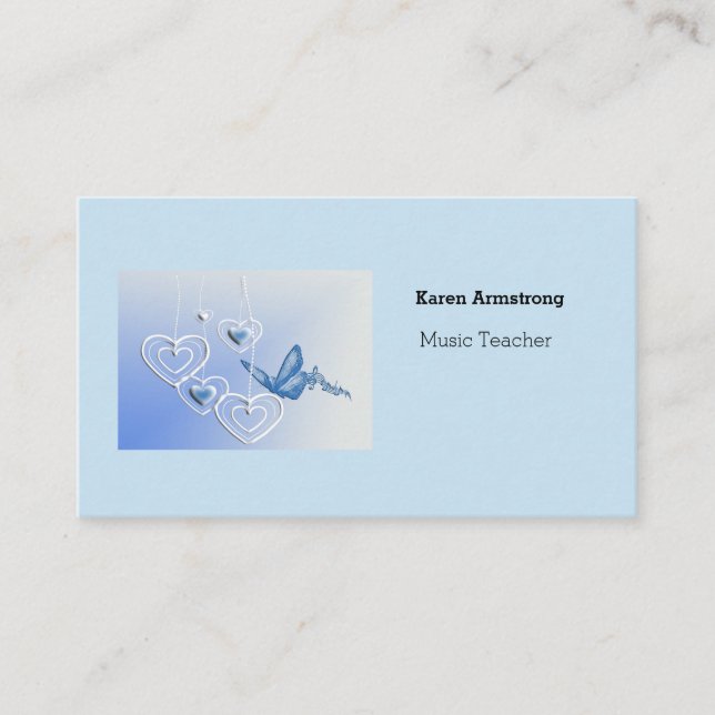 En fjäril och hjärtan visitkort (Framsida)