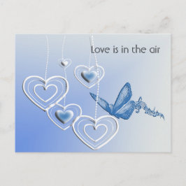En fjäril och hjärtan vykort