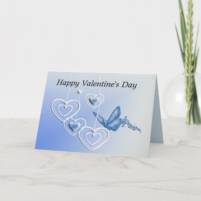 En fjäril och hjärtor kort (Framsida)