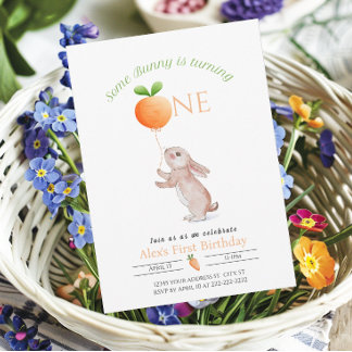 En fjortonårsdag Karrot-ballong Customizabl Inbjudningar