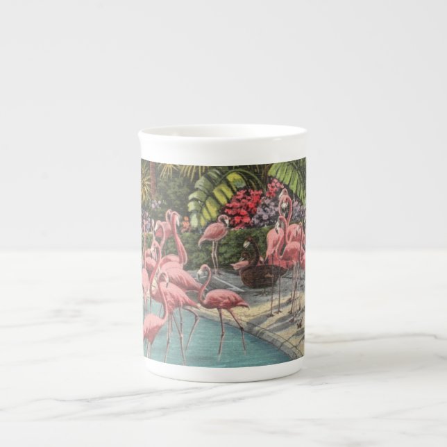 En flamboyans av flamingos mugg benporslin mugg (Framsidan)