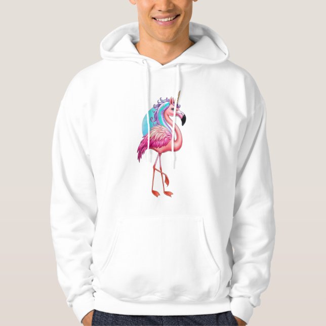 En flamingo med enmajshorn. hoodie (Framsida)