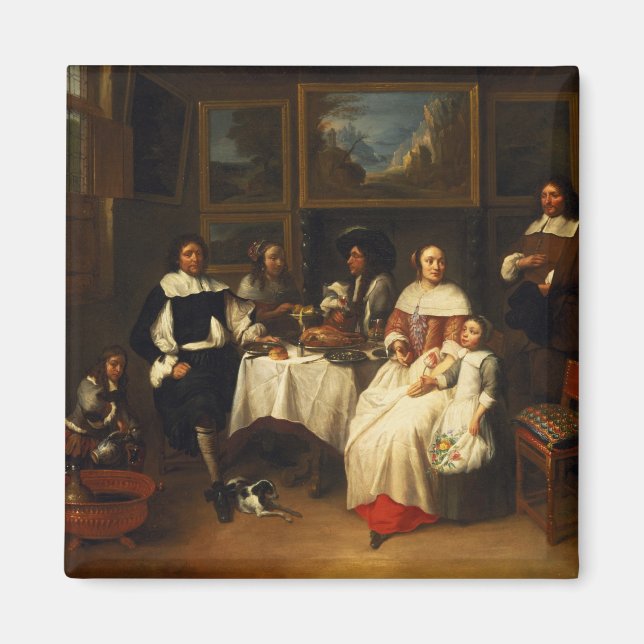 En flamländsk familj på middagen magnet (Framsidan)